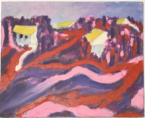 Fermes dans les vignobles du Tarn van Cynthia Ruffin Simon, Schilderij te koop op Singulart
