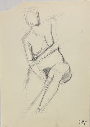 Etude de nu assis by Cynthia Ruffin Simon, Work on Paper for Sale on Singulart