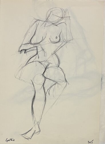 Etude deNue assise de face by Cynthia Ruffin Simon, Work on Paper for Sale on Singulart