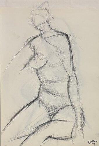 Etude de Nue assise de face par Cynthia Ruffin Simon, Œuvre sur papier en vente sur Singulart