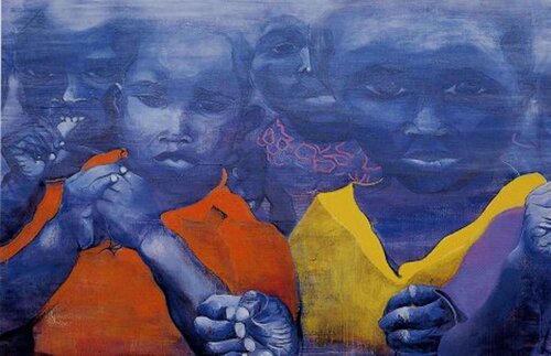 Les Enfants du Paradis - 2 van Cynthia Ruffin Simon, Schilderij te koop op Singulart