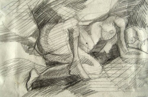 Nude resting lying down van Cynthia Ruffin Simon, Werk op papier te koop op Singulart