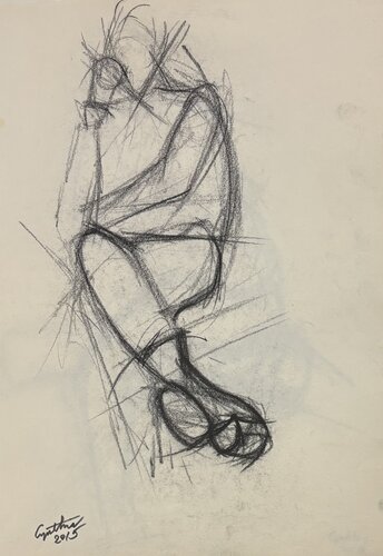 Etude de jeune femme assise jambes croisées di Cynthia Ruffin Simon, Opera su carta in vendita su Singulart