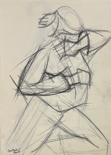 Etude de femme en position de combat van Cynthia Ruffin Simon, Werk op papier te koop op Singulart