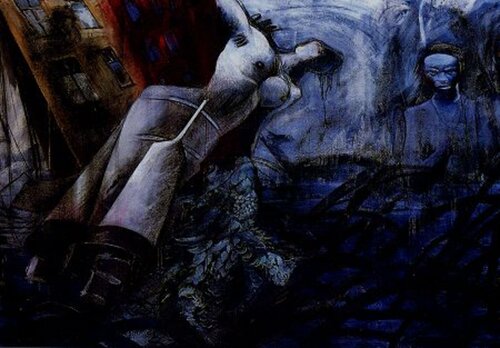 Rocket Woman in Blus Jungle by Cynthia Ruffin Simon, Painting for Sale on Singulart