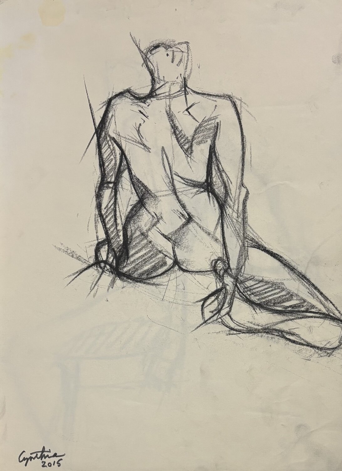 Etude de nue assise de dos Cynthia Ruffin Simon