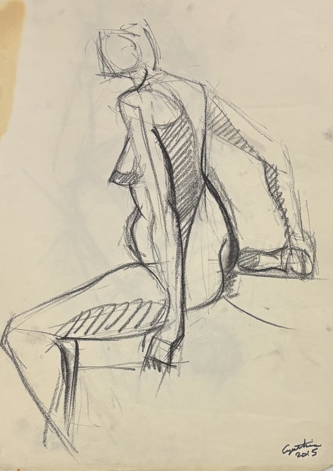 Etude de nue assise de côté Cynthia Ruffin Simon Werk auf Papier zu verkaufen