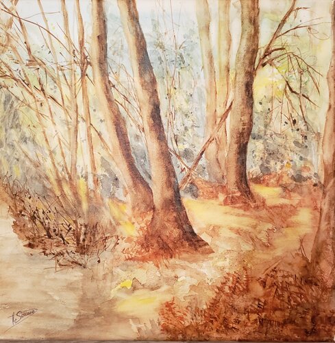 Sous-bois en automne von Thérèse SORIANO, Malerei kaufen auf Singulart