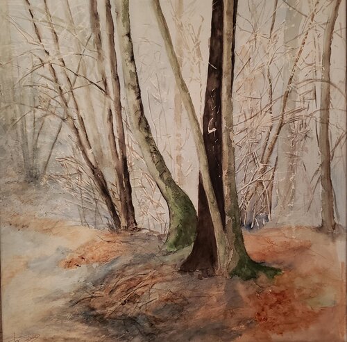Sous-bois en hiver von Thérèse SORIANO, Malerei kaufen auf Singulart
