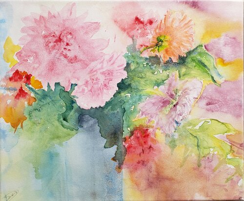 Dahlias von Thérèse SORIANO, Malerei kaufen auf Singulart