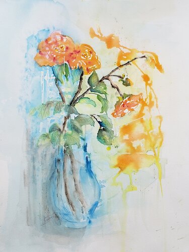 Roses en rayons de soleil van Thérèse SORIANO, Schilderij te koop op Singulart