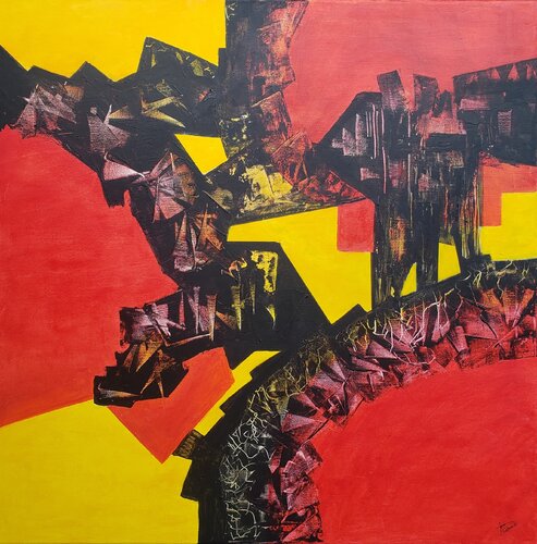 Rouge et noir éventail von Thérèse SORIANO, Malerei kaufen auf Singulart