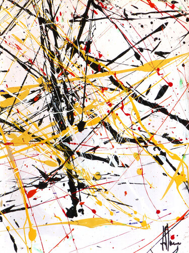 Création abstraite A150 avec cadre au choix (noir ou bois clair) by Jean-Jacques Marie, 絵画 for Sale on Singulart