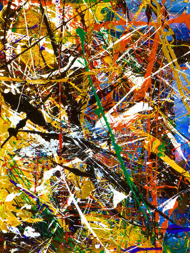 Création abstraite A137 avec cadre au choix (noir ou bois clair) van Jean-Jacques Marie, Schilderij te koop op Singulart