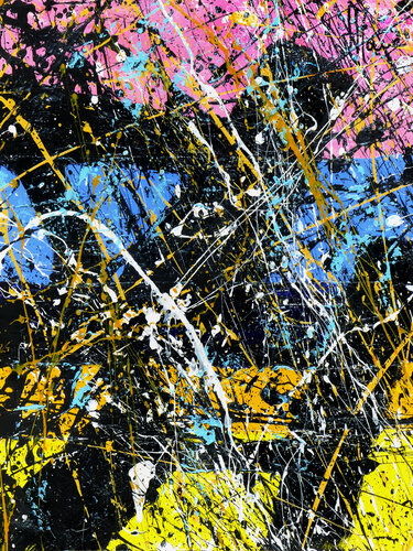 Création abstraite A338 avec cadre au choix (noir ou bois clair) van Jean-Jacques Marie, Schilderij te koop op Singulart
