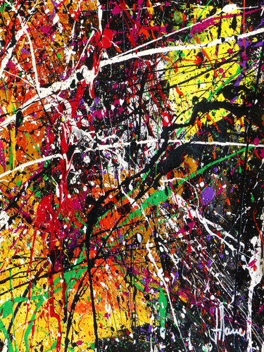 Création abstraite A220 avec cadre au choix (noir ou bois clair) von Jean-Jacques Marie, Malerei kaufen auf Singulart