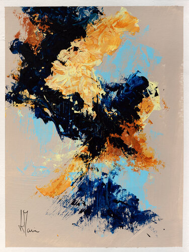 Création abstraite série Humeurs H353 avec cadre au choix (noir ou bois clair) van Jean-Jacques Marie, Schilderij te koop op Singulart