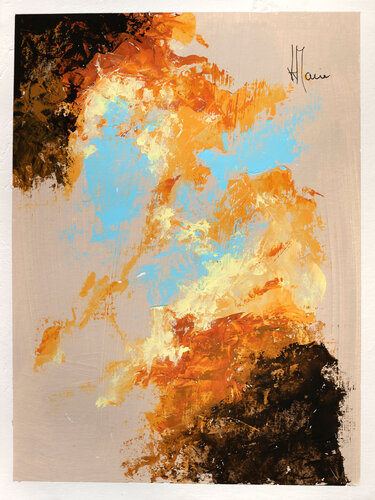 Création abstraite série Humeurs H351 avec cadre au choix (noir ou bois clair) van Jean-Jacques Marie, Schilderij te koop op Singulart