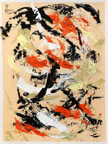 Création abstraite série Humeurs H266 avec cadre au choix (noir ou bois clair) van Jean-Jacques Marie, Schilderij te koop op Singulart