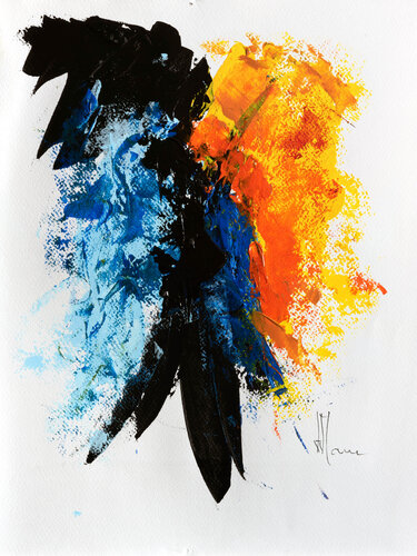 Création abstraite série Humeurs H036 avec cadre au choix (noir ou bois clair) van Jean-Jacques Marie, Schilderij te koop op Singulart