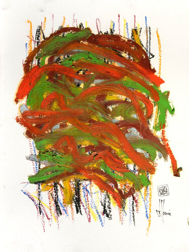 Création abstraite série Humeurs H243 avec cadre au choix (noir ou bois clair) von Jean-Jacques Marie, Malerei kaufen auf Singulart