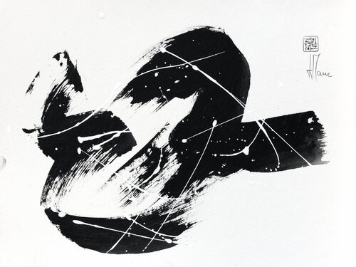 Création abstraite série Essence E090 avec cadre au choix (noir ou bois clair) Jean-Jacques Marie