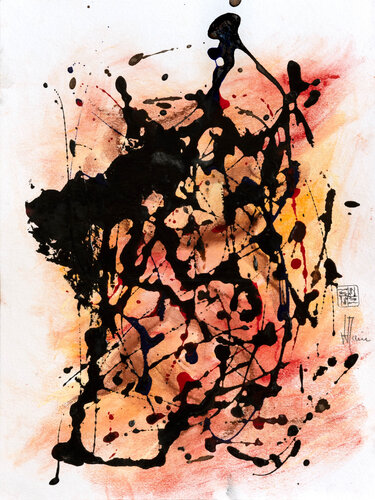 Création abstraite série Essence E075 avec cadre au choix (noir ou bois clair) by Jean-Jacques Marie, Work on Paper for Sale on Singulart
