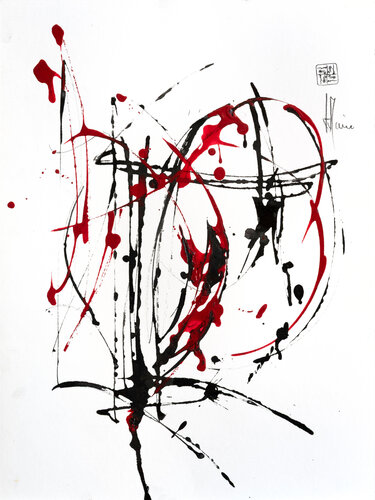 Création abstraite série Essence E066 avec cadre au choix (noir ou bois clair) by Jean-Jacques Marie, Work on Paper for Sale on Singulart