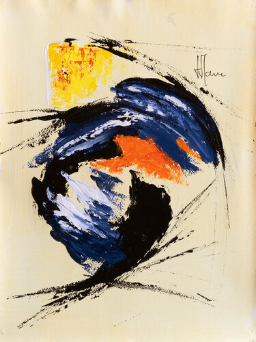 Création abstraite série Humeurs H083 avec cadre au choix (noir ou bois clair) van Jean-Jacques Marie, Schilderij te koop op Singulart