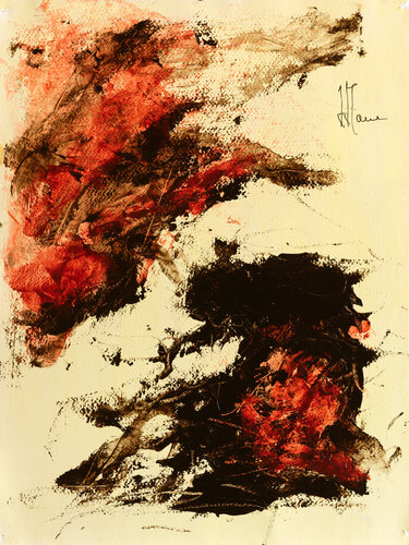 Création abstraite série Humeurs H108 avec cadre au choix (noir ou bois clair) van Jean-Jacques Marie, Schilderij te koop op Singulart