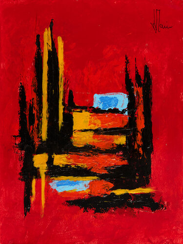 Création abstraite série Humeurs H0231 avec cadre au choix (noir ou bois clair) van Jean-Jacques Marie, Schilderij te koop op Singulart