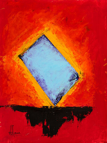 Création abstraite série Humeurs H0232 avec cadre au choix (noir ou bois clair) van Jean-Jacques Marie, Schilderij te koop op Singulart