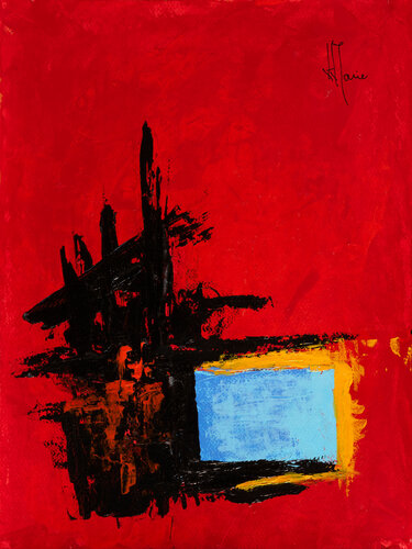 Création abstraite série Humeurs H0234 avec cadre au choix (noir ou bois clair) van Jean-Jacques Marie, Schilderij te koop op Singulart