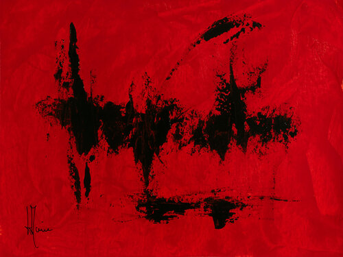 Création abstraite série Humeurs H222 avec cadre au choix (noir ou bois clair) van Jean-Jacques Marie, Schilderij te koop op Singulart