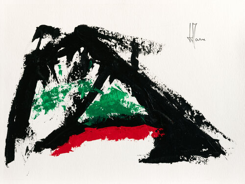 Création abstraite série Humeurs H304 avec cadre au choix (noir ou bois clair) van Jean-Jacques Marie, Schilderij te koop op Singulart