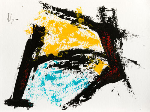 Création abstraite série Humeurs H308 avec cadre au choix (noir ou bois clair) van Jean-Jacques Marie, Schilderij te koop op Singulart