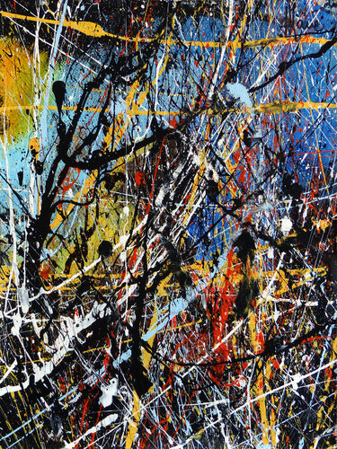 Création abstraite A041 avec cadre au choix (noir ou bois clair) von Jean-Jacques Marie, Malerei kaufen auf Singulart