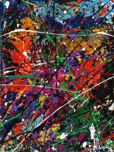 Création abstraite A227 avec cadre au choix (noir ou bois clair) van Jean-Jacques Marie, Schilderij te koop op Singulart