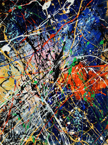 Création abstraite A357 avec cadre au choix (noir ou bois clair) van Jean-Jacques Marie, Schilderij te koop op Singulart