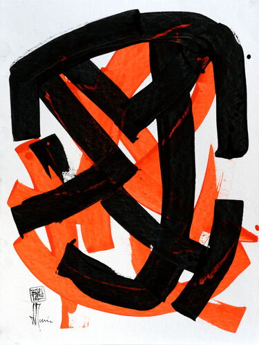 Création abstraite encadrée - Série Essence E025 avec cadre au choix (noir ou bois clair) von Jean-Jacques Marie, Werk auf Papier kaufen auf Singulart