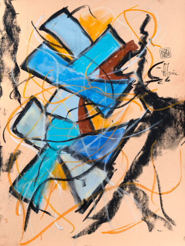 Création abstraite encadrée - Série Griserie G295 par Jean-Jacques Marie, Œuvre sur papier en vente sur Singulart