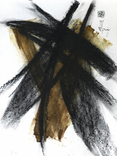 Création abstraite encadrée - Série Griserie G056 van Jean-Jacques Marie, Werk op papier te koop op Singulart