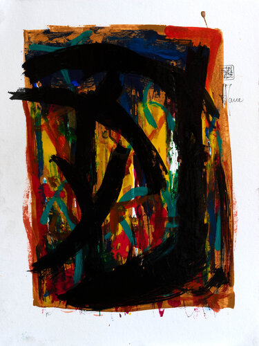 Création abstraite série Essence E029 avec cadre au choix (noir ou bois clair) by Jean-Jacques Marie, 종이 for Sale on Singulart