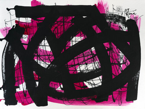 Création abstraite série Essence E034 avec cadre au choix (noir ou bois clair) by Jean-Jacques Marie, Work on Paper for Sale on Singulart