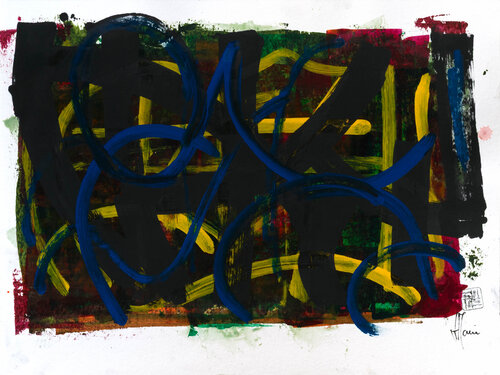 Création abstraite série Essence E039 avec cadre au choix (noir ou bois clair) by Jean-Jacques Marie, Work on Paper for Sale on Singulart