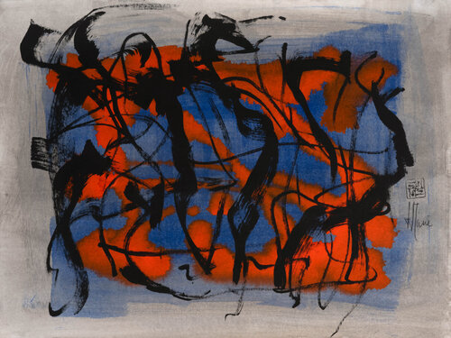 Création abstraite série Essence E044 avec cadre au choix (noir ou bois clair) by Jean-Jacques Marie, Work on Paper for Sale on Singulart