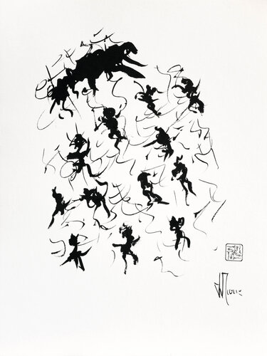 Scriptoglyphes S225 avec cadre au choix (noir ou bois clair) di Jean-Jacques Marie, Opera su carta in vendita su Singulart