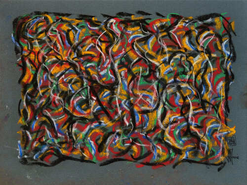 Scriptoglyphes S012 avec cadre au choix (noir ou bois clair) di Jean-Jacques Marie, Opera su carta in vendita su Singulart