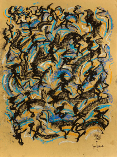 Scriptoglyphes S129 avec cadre au choix (noir ou bois clair) di Jean-Jacques Marie, Opera su carta in vendita su Singulart