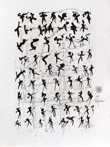 Scriptoglyphes S102 avec cadre au choix (noir ou bois clair) di Jean-Jacques Marie, Opera su carta in vendita su Singulart